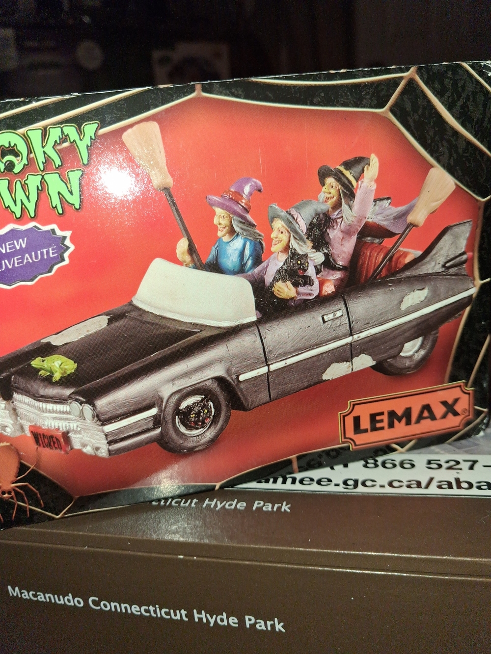Lemax Black Witch Car with Three Colorful Witches